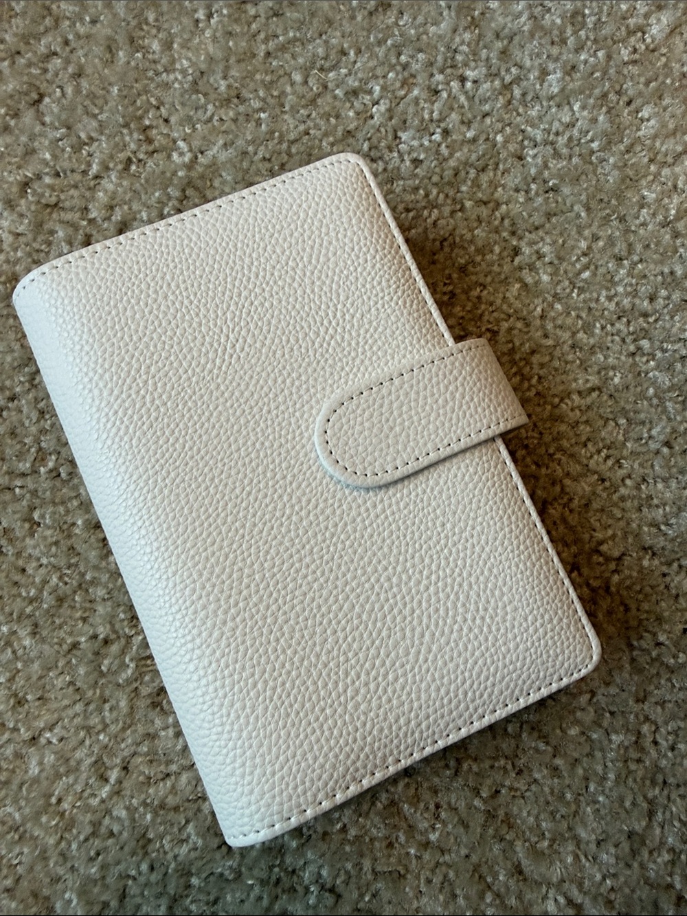A6 Personal Binder Rose White Pebbled Leather Wallet/Planner